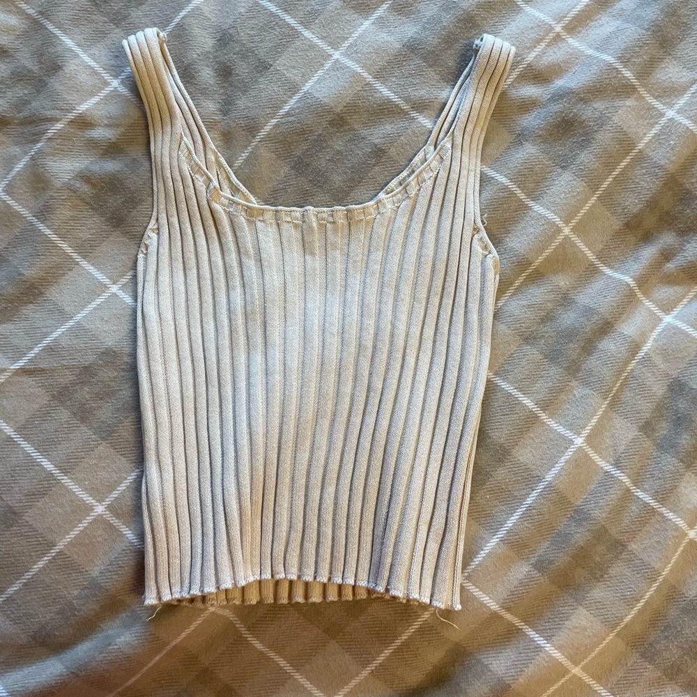 Tan ribbed tank top